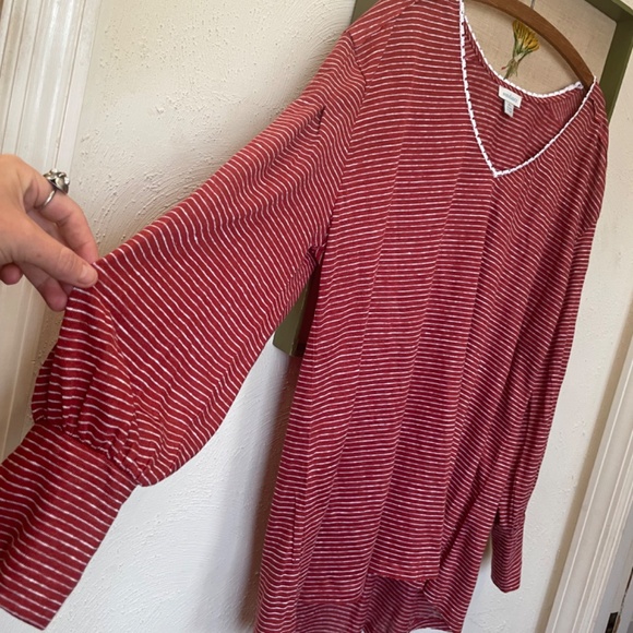 Sundance Linen Tunic Brick Red Striped NWOT - Picture 3 of 7